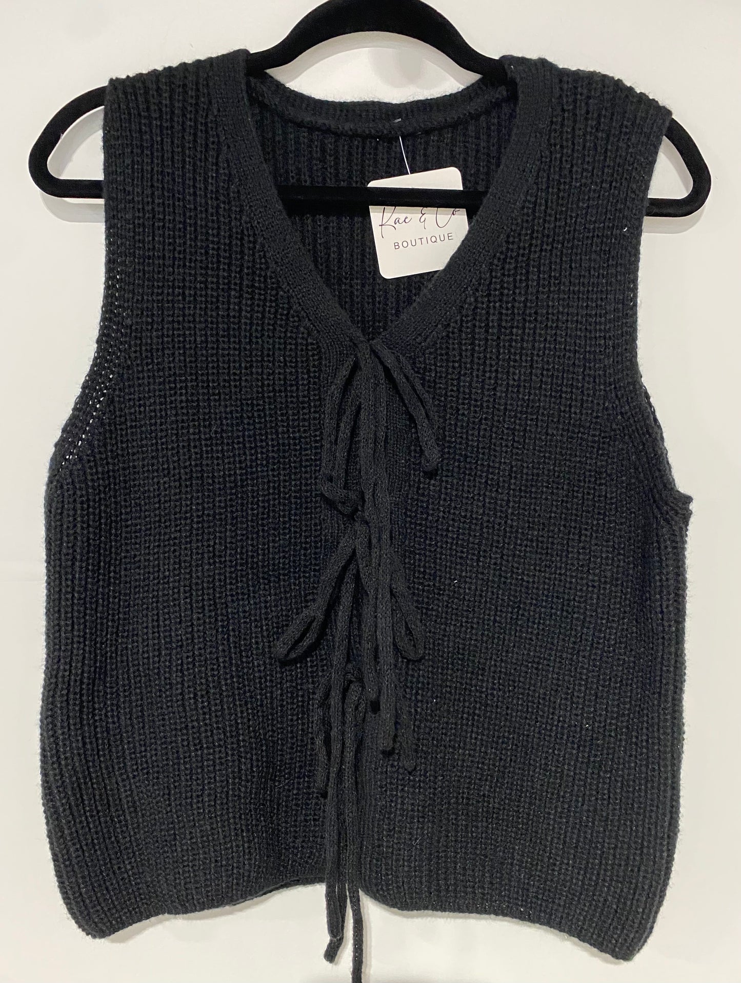 Black Tie Front Vest