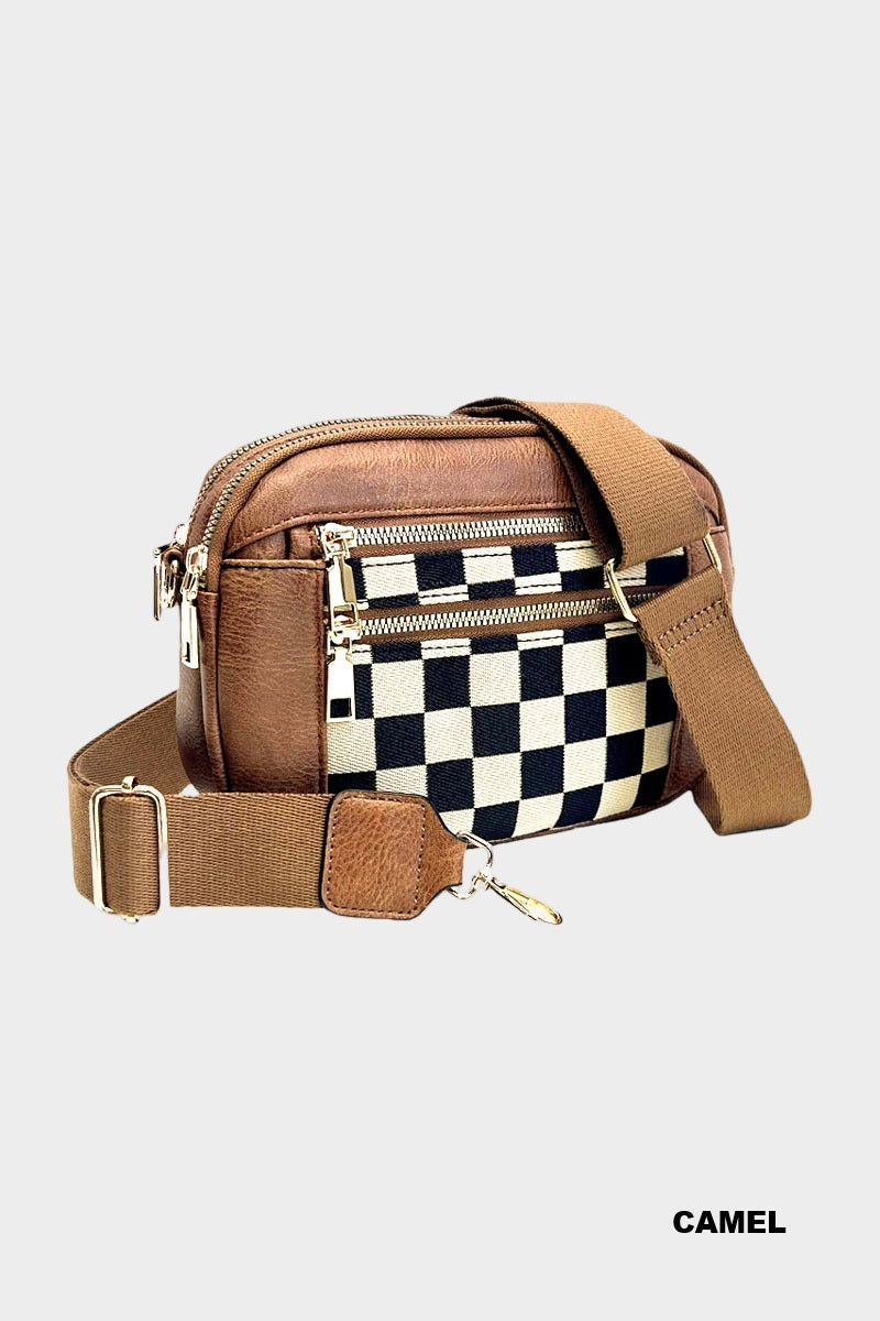 Checkered Crossbody Shoulder Bag