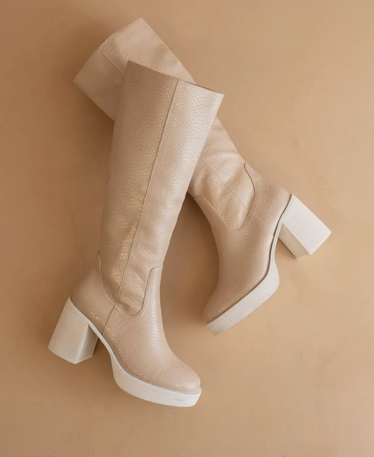 The Juniper Knee Boot in Beige