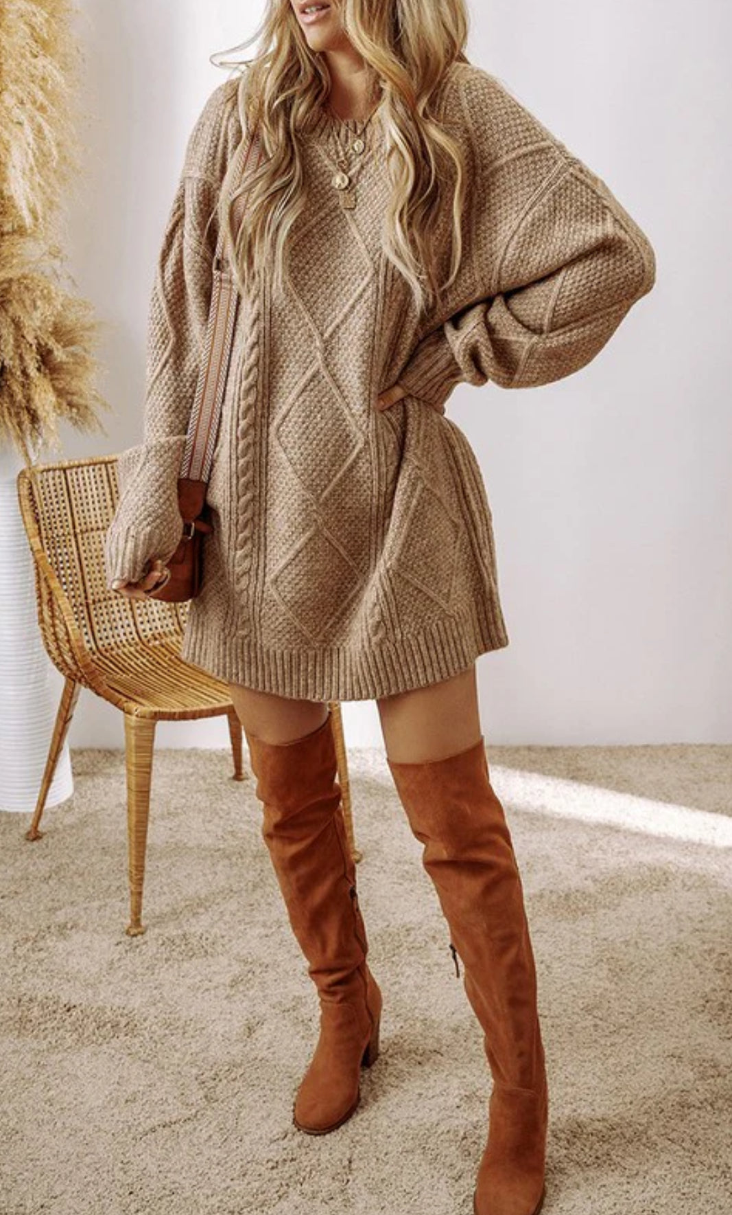 Lyndy Sweater Dress in Beige