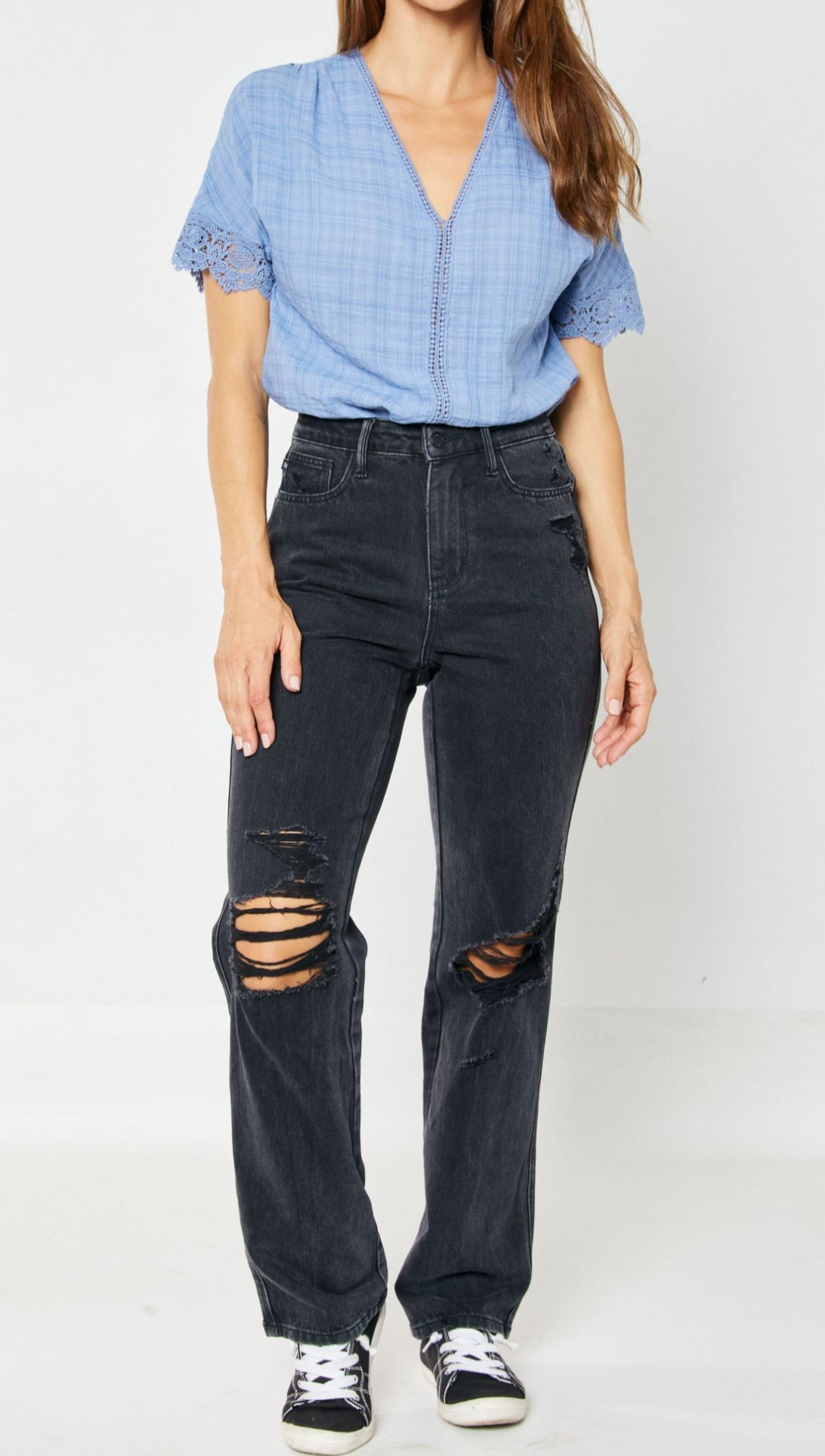 90's Destroyed Straight in Black Final Sale