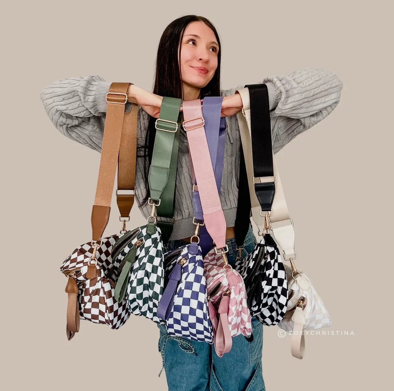 Checker Print Sling Crossbody Bags