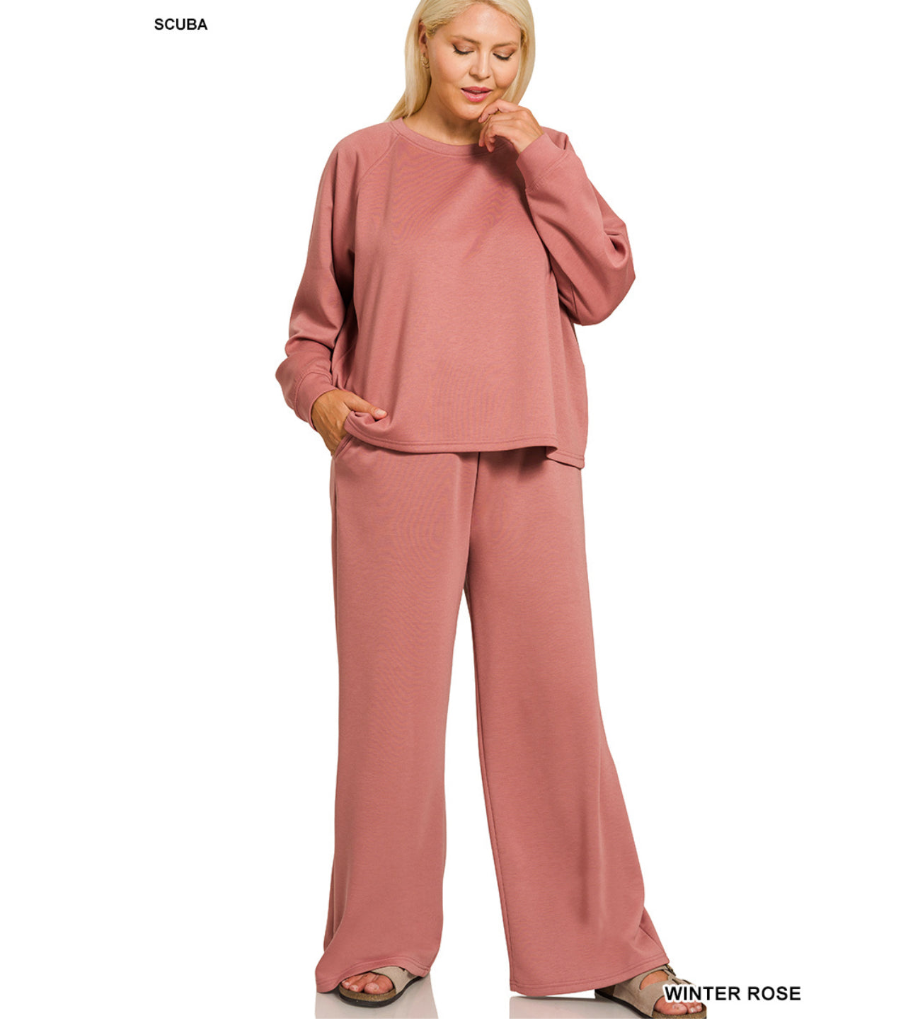 PLUS Scuba Two Piece Set in Winter Rose