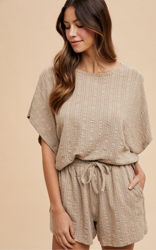 Taupe Textured Short Set