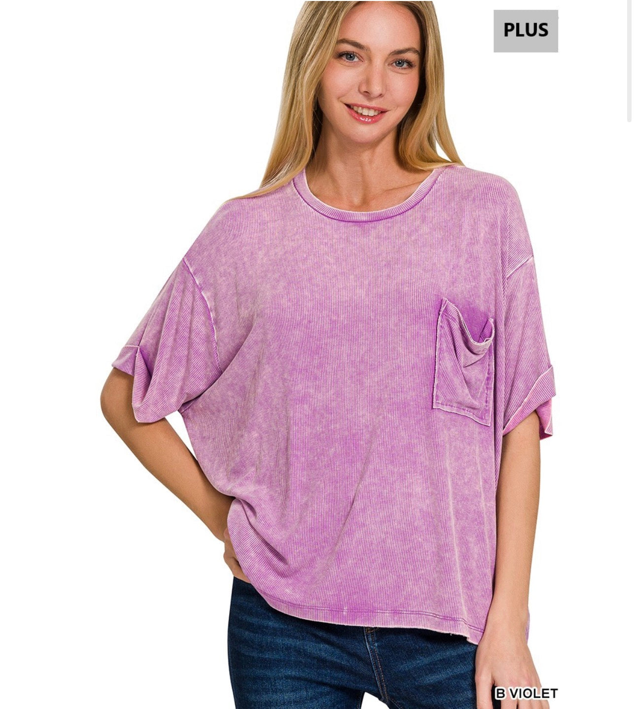 Elise Pocket Tee Violet - Curvy