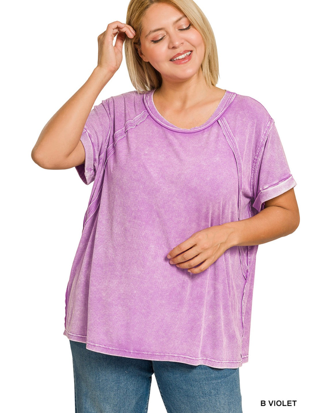 Curvy Mineral Wash Tee Violet