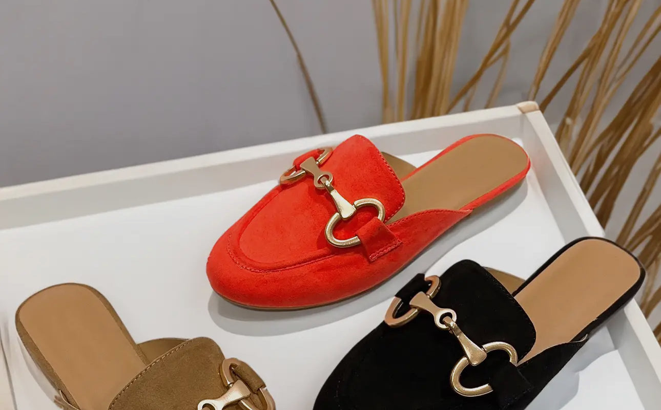 FLAT SLIP ON MULE | BLOOD ORANGE