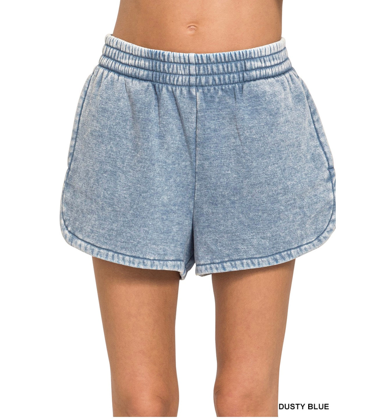 Allie Luxe Comfort Shorts in Dusty Blue