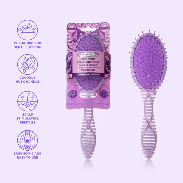 Glister- Scalp Soothing Paddle Brush: Purple