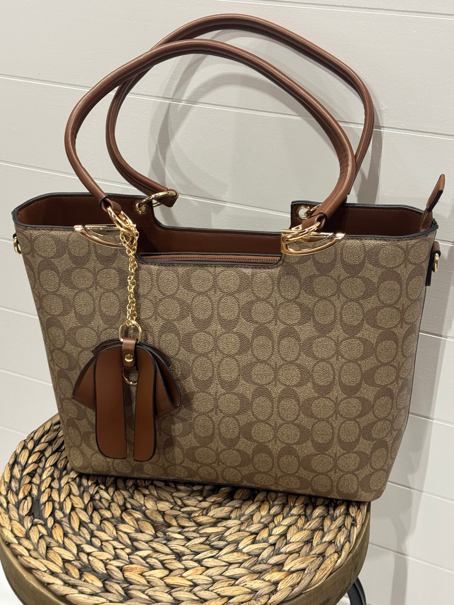 Monogram Bag and wallet Set in Dark Brown