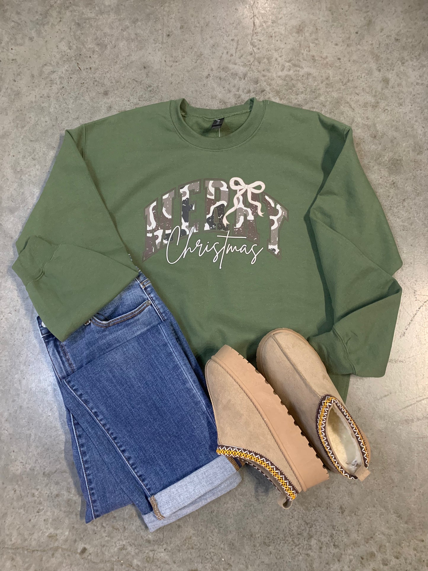 Camo Merry Christmas Crew Final Sale