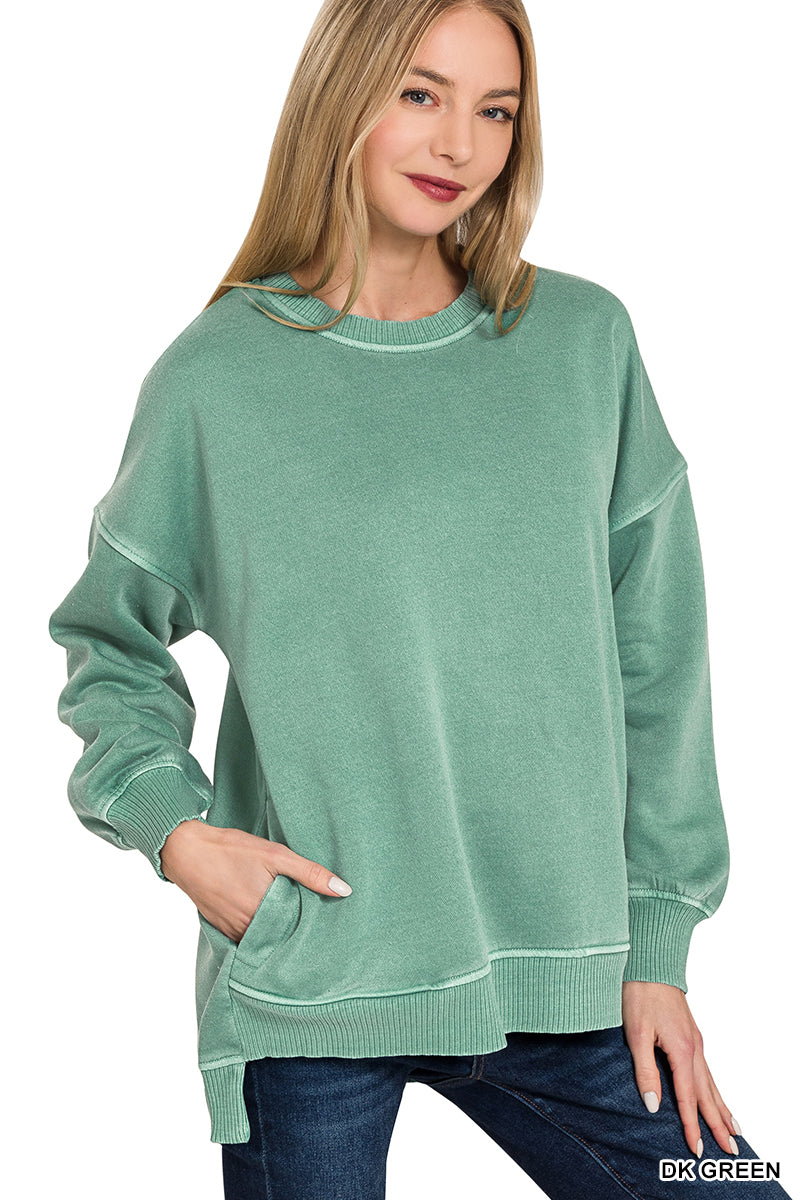 Phoebe Crew Sweatshirt in Dark Green