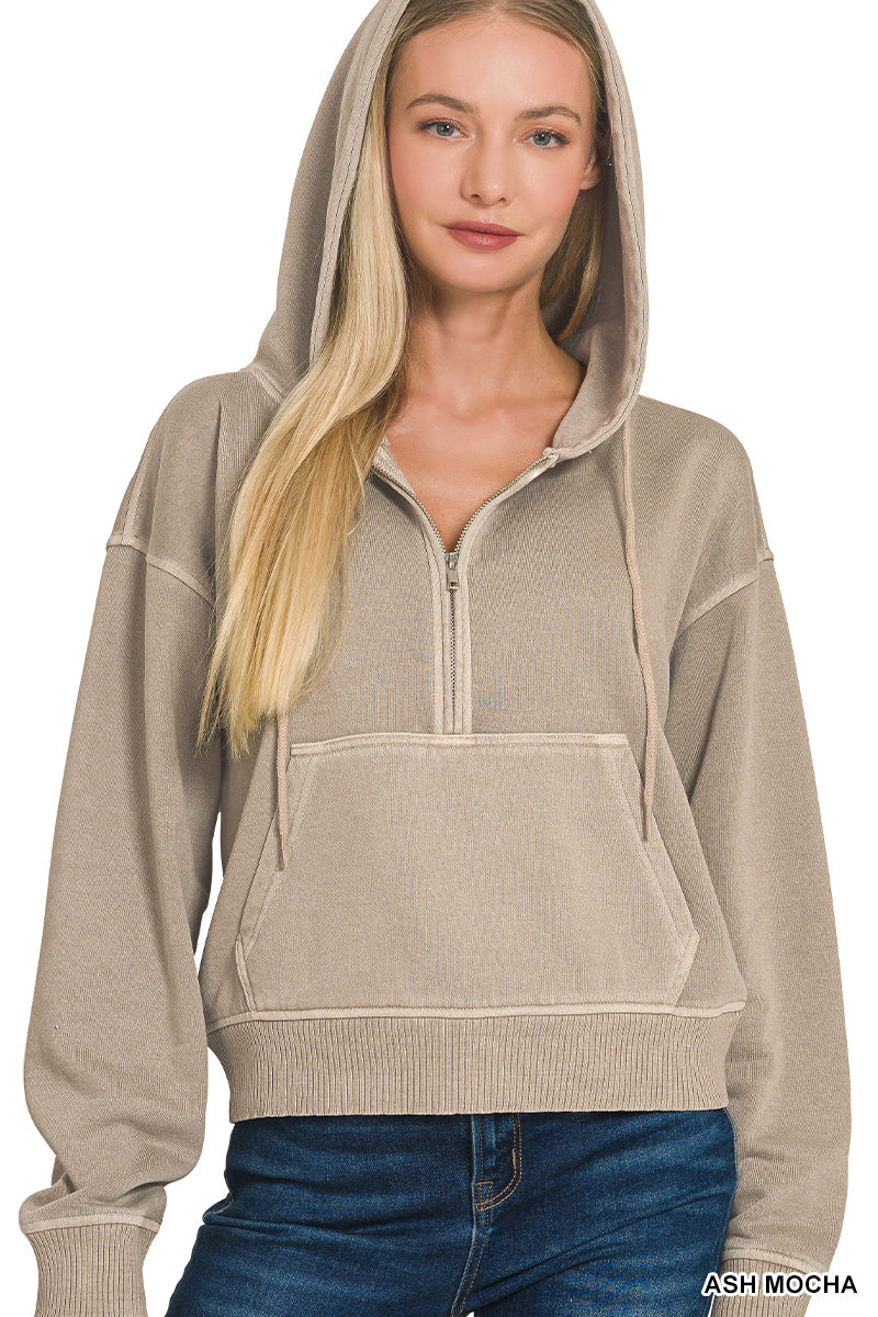 Miyah Half Zip Hoodie in Ash Mocha