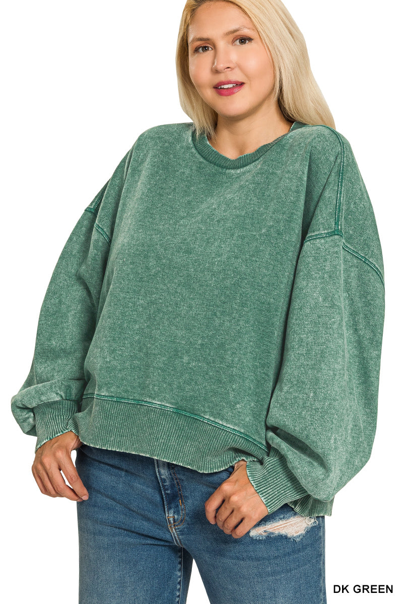 Curvy Ali Over sized Pullover in Dark Green