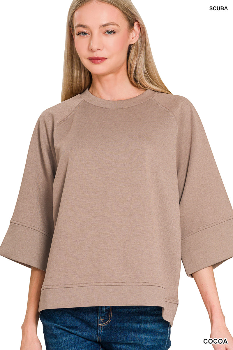 Kinley 3/4 Sleeve Pullover in Cocoa