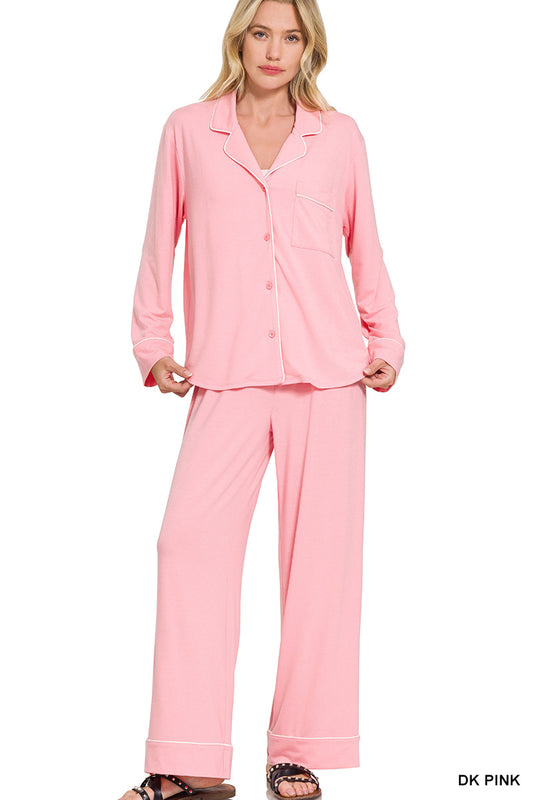 Comfy Luxe Pajama Set in Dark Pink