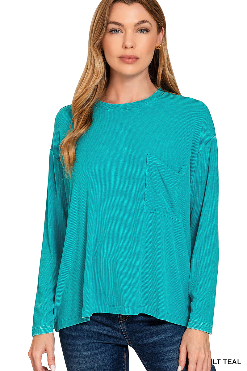 Aurora Oversized Long Sleeve Top in Light Teal