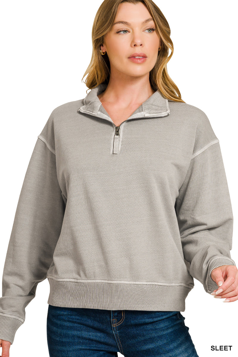 Emmie Pigment Dyed Pullover in Sleet