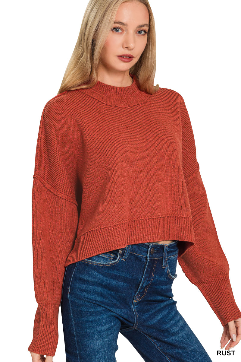 Maren Cropped Sweater in Rust