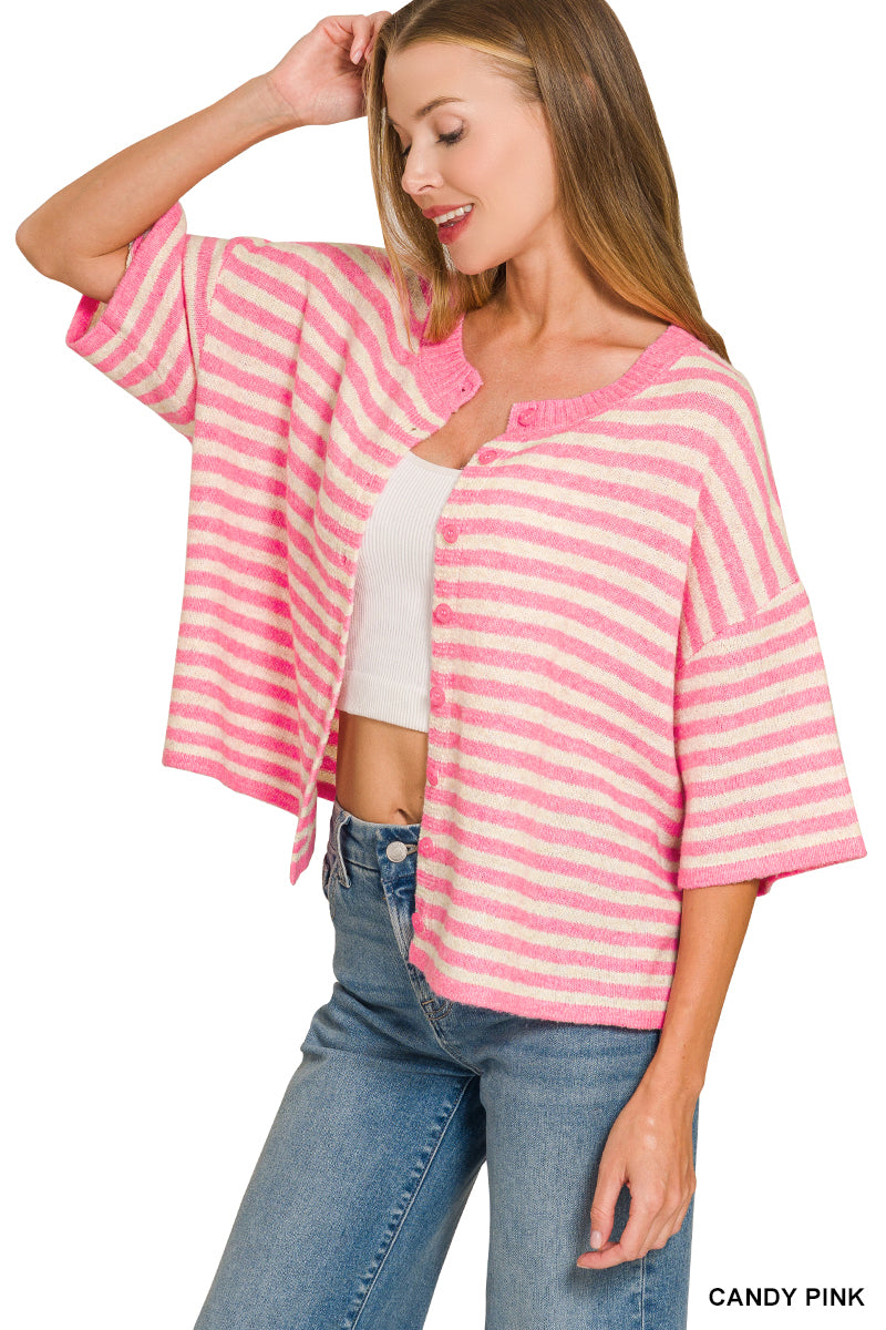 Marlee Striped Sweater in Candy Pink