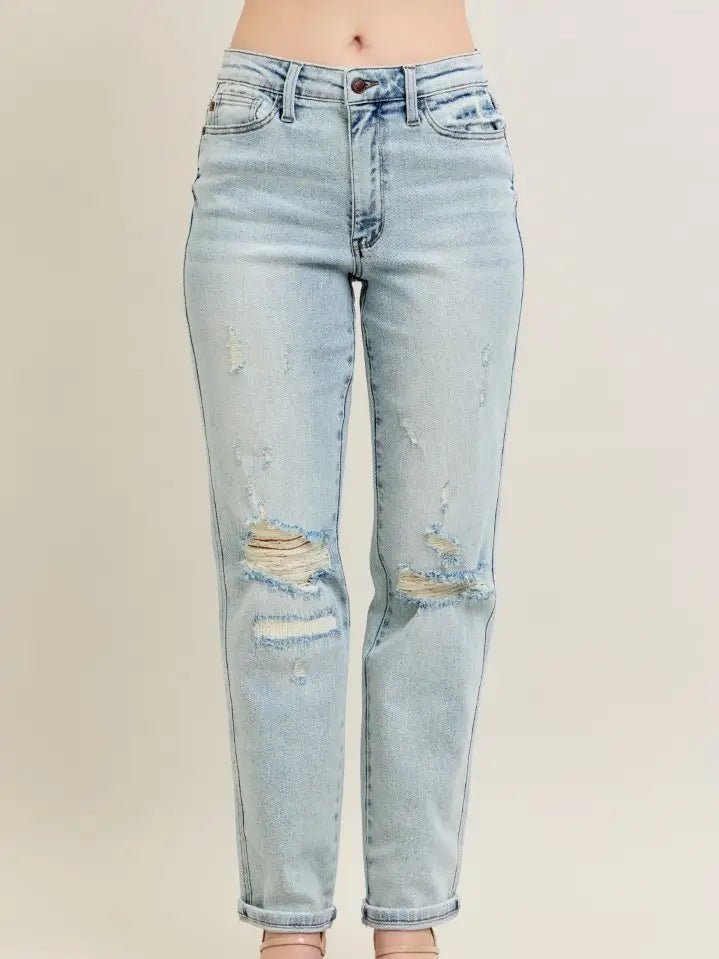 Judy Blue Jules Distressed Boyfriend Jeans