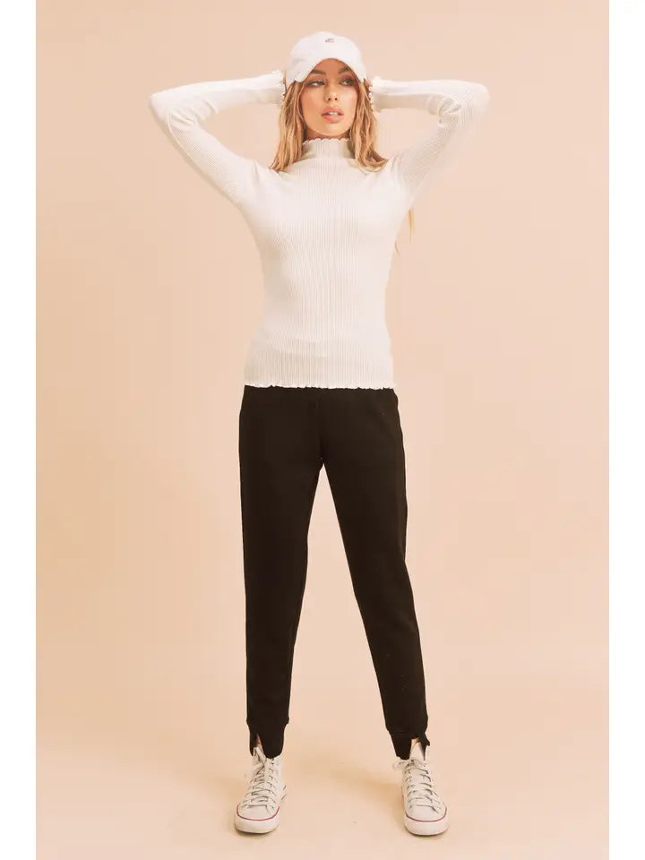 Andrea Mock Neck Sweater in White