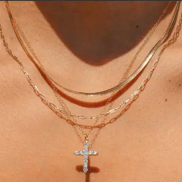 Christian Cross Layered Necklace