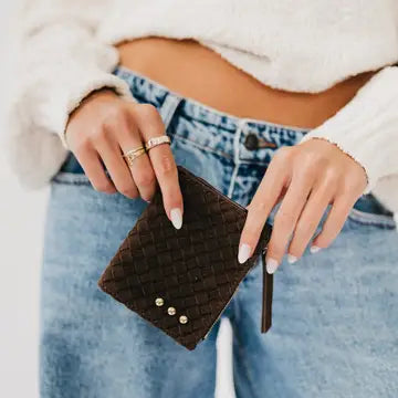 Suede Wallet in Chocolate