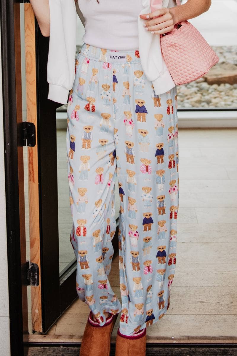 Katydid - Teddy Bears Boxer Pants Women: Light Blue