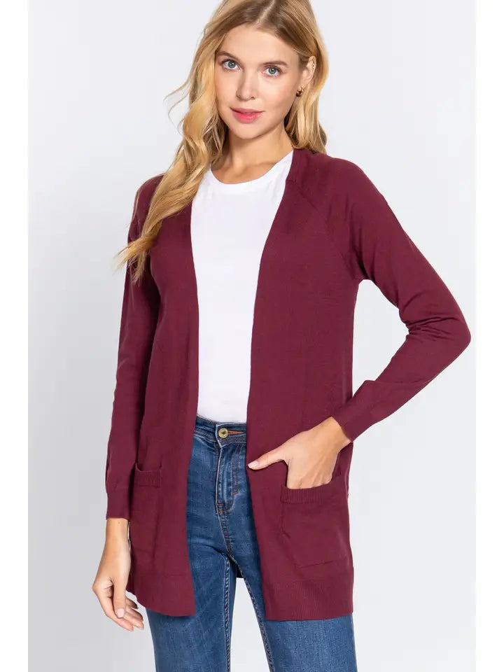 Annie Long Sleeve Cardigan in Burgundy FINAL SALE
