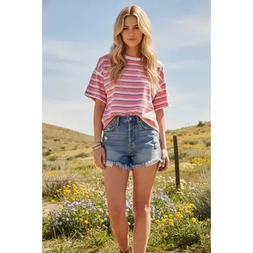 Taylyn Striped Top Pink/Yellow