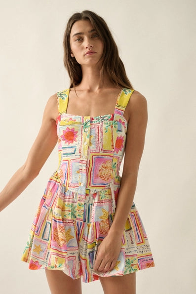 Camille Tropical Romper in Pink