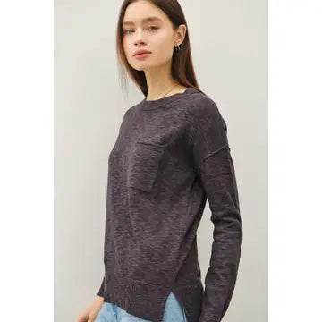 Blair Round Neck Sweater in Charcoal