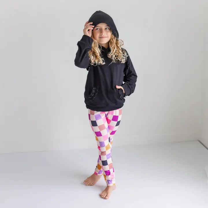 Kids Ruffle Hoodie and Checkered Print Legging Set