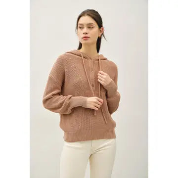 Harper Henley Hoodie in Terracotta