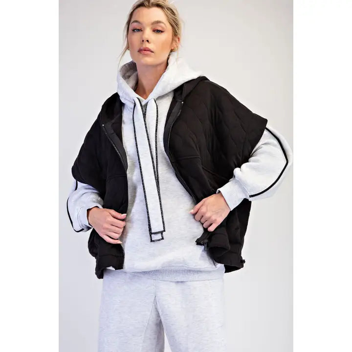Quincy Hoodie Vest in Black