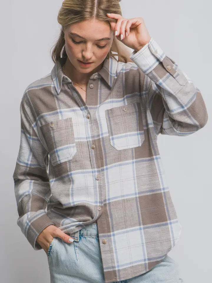 Bailey Plaid Flannel in Truffle