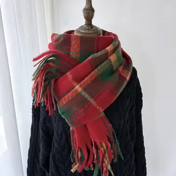 Vintage Inspired Blanket Scarf in Red