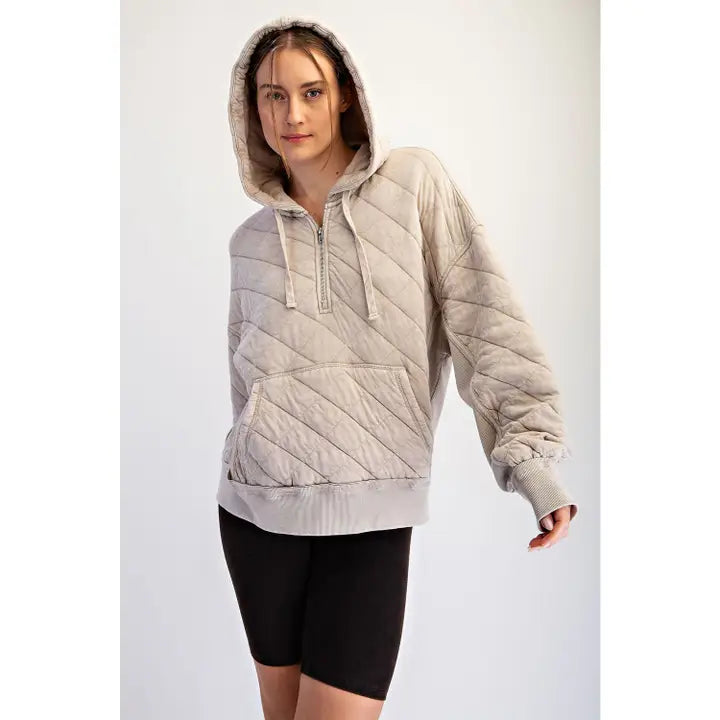 Mineral Wash Quarter Zip Hoodie