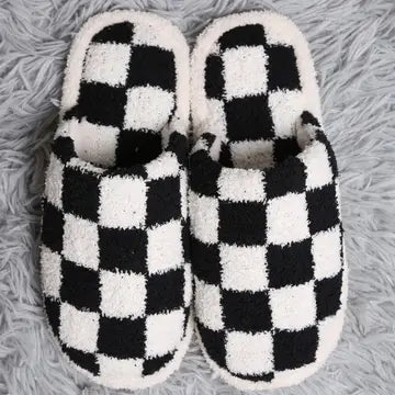Black Checker Slippers FINAL SALE