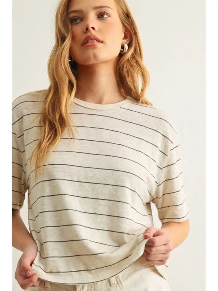 Finley Striped Tee in Beige