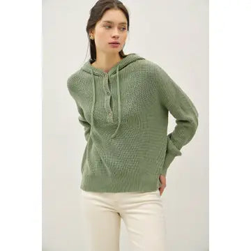 Harper Henley Hoodie in Sage