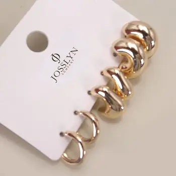 Bubble Hoop Earring Set in Gold