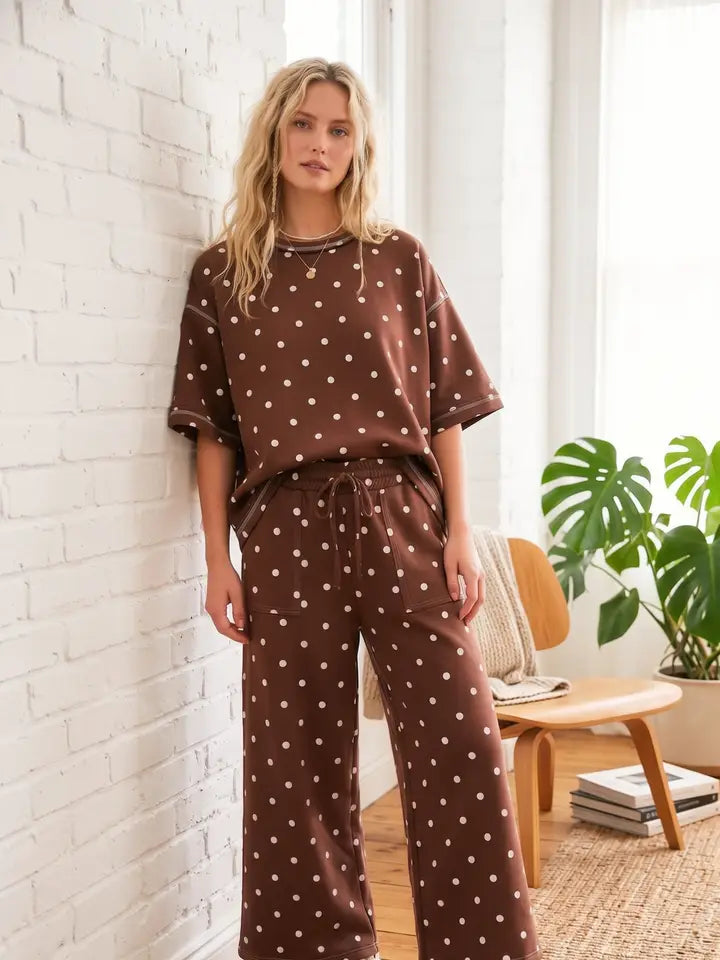 Remi Polka Dot Set in Brown
