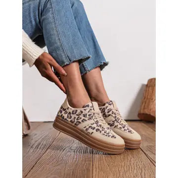 Leopard Tennis Platform Shoe