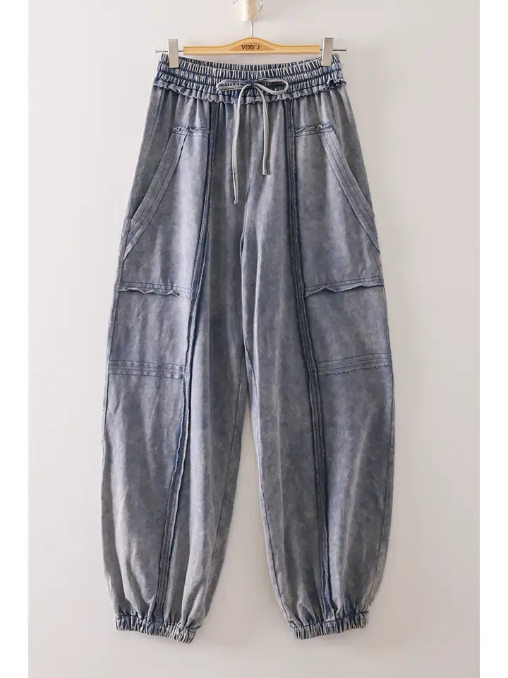 Carley Cargo Jogger Pants in Denim