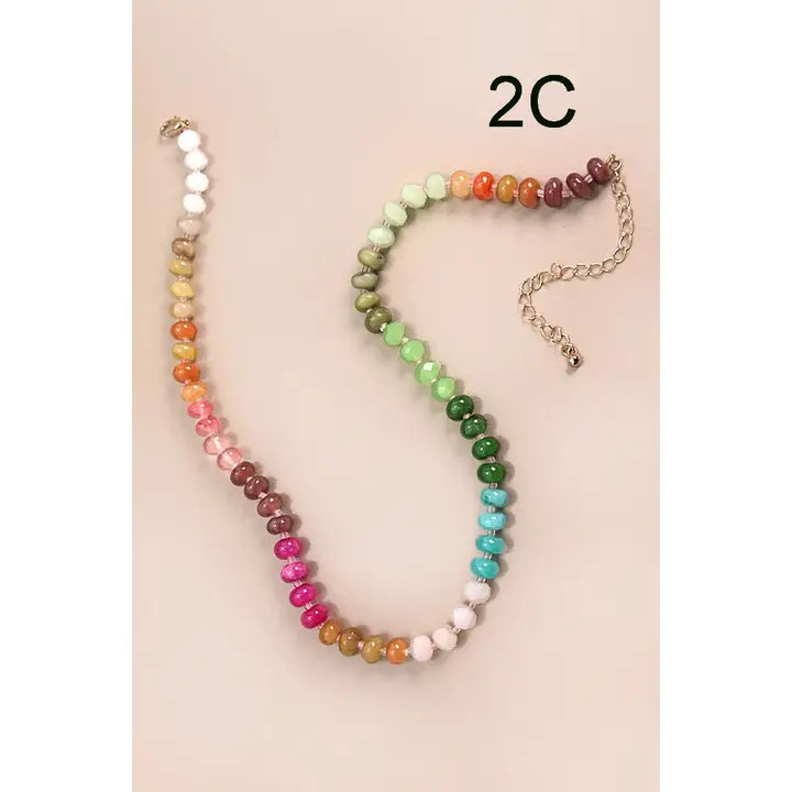 Glass Bead Necklace in Pink
