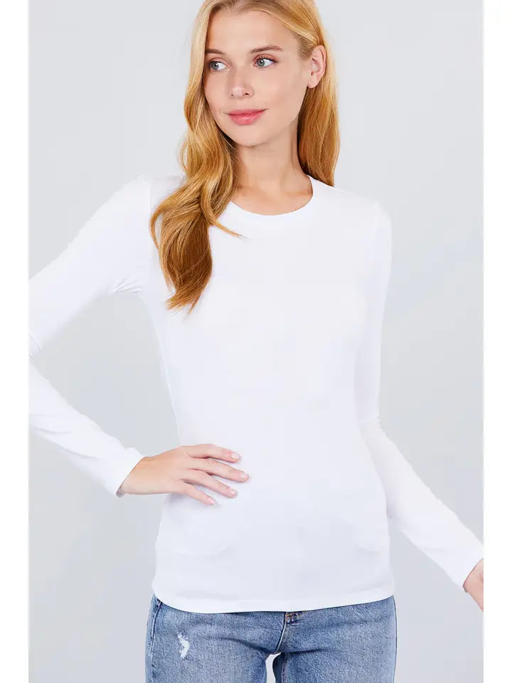 Basic Long Sleeve Top in White