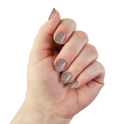 Ivy & Ash - Twinkling Taupe | Neutral Sparkling Glitter Nail Polish Wrap