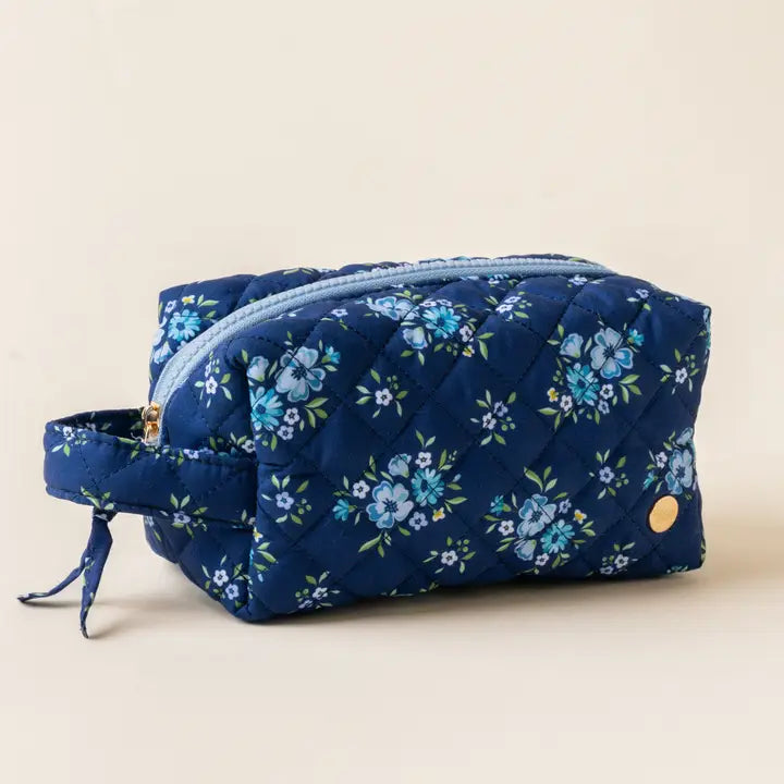 Essentials Quilted Cosmetic Pouch in Navy Endless Daydream